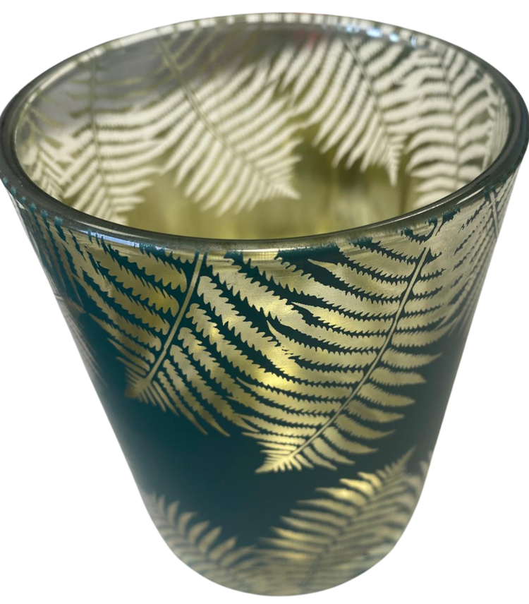 Medium Gold Leaf Teal Candle Holder