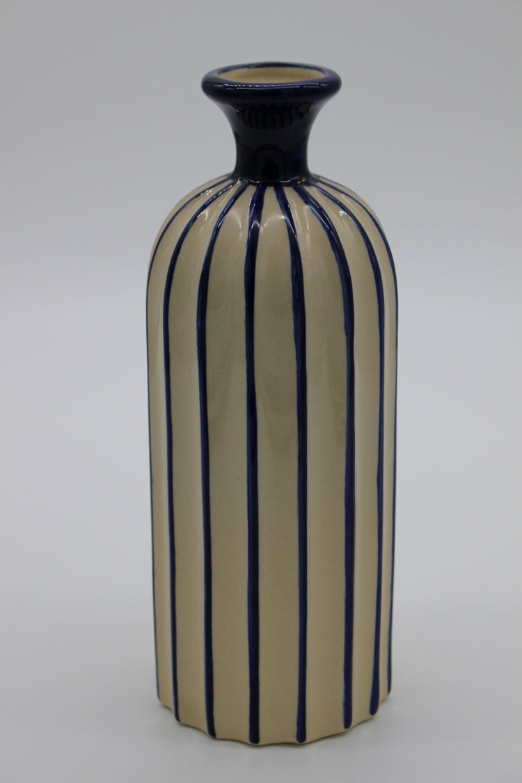 Medium Blue & Cream Bottle Vase