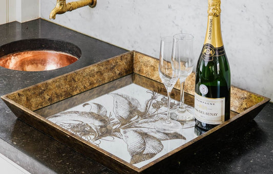 Wolseley Antique Mirrored Square Floral Tray
