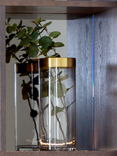 Tall Glass & Gold Vase