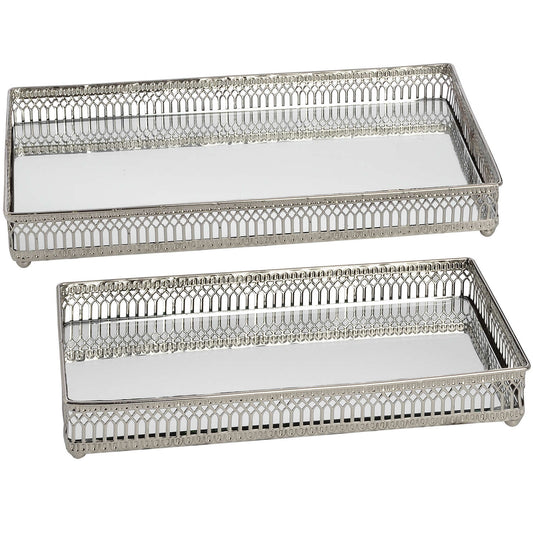 Pair of Mirrored Nickel Plated Trays