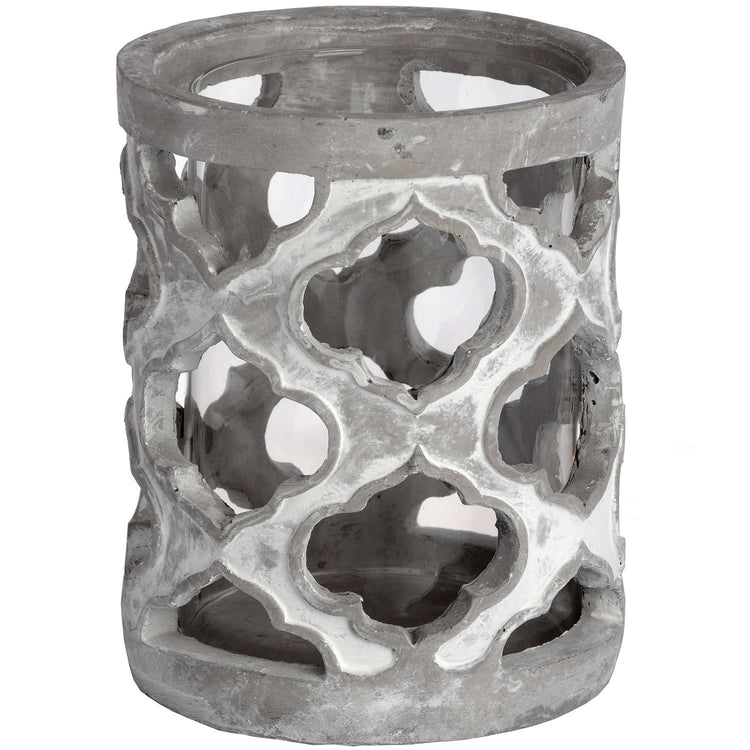 Small Stone Finish Patterned Candle Holder