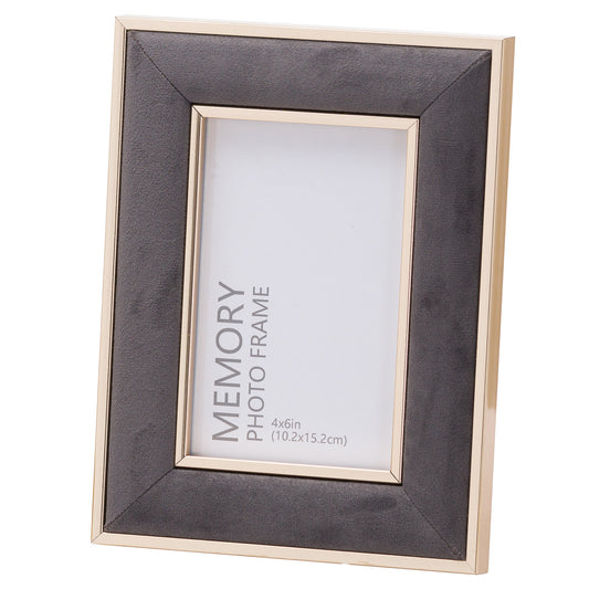 Grey Velvet & Gold Photo Frame 4X6