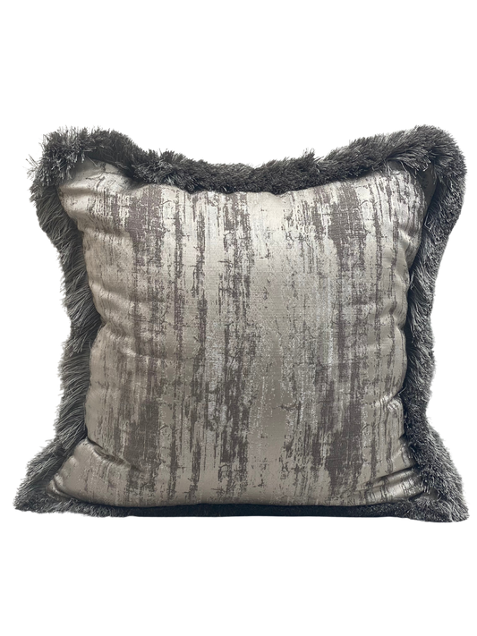 Newell Taupe Deep Fringed Cushion