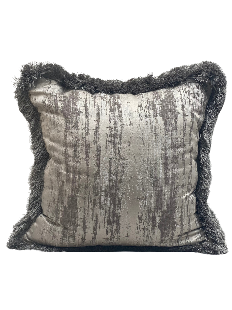 Newell Taupe Deep Fringed Cushion