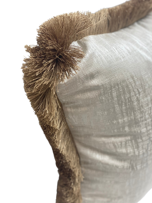 Elswick Champagne Deep Fringed Cushion