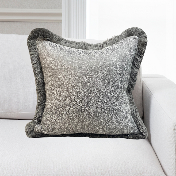 Keeley Graphite Deep Fringed Cushion