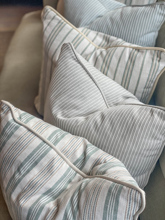 Marseilles Seafoam Piped Cushion