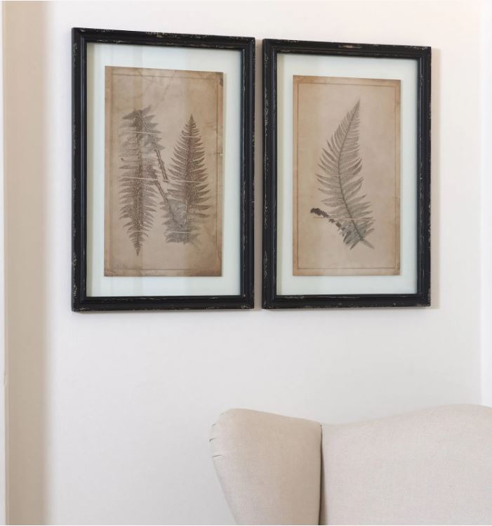 Set of 2 Framed Fern Design Artwork