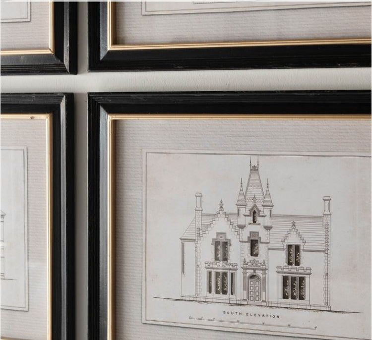 Set of 4 Framed Architectural Artwork