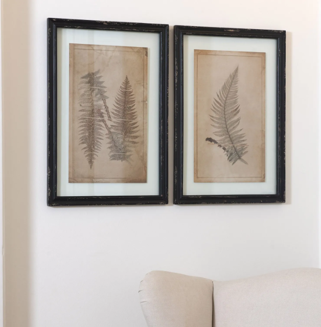 Set of 2 Framed Fern Design Artwork