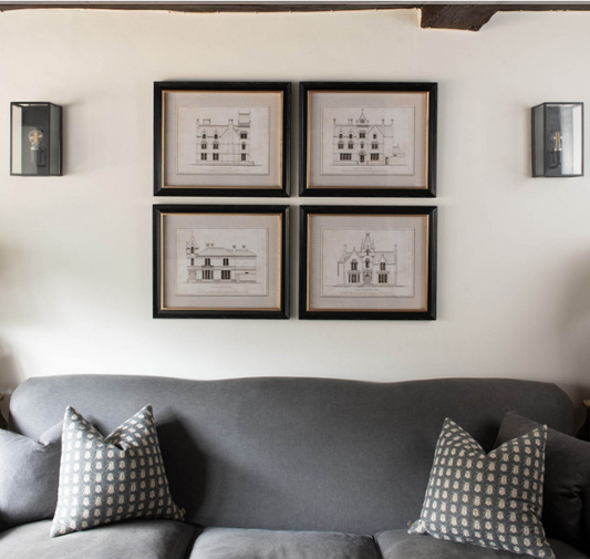 Set of 4 Framed Architectural Artwork