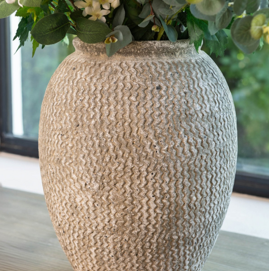 Birkdale Etched Tall Stone Vase