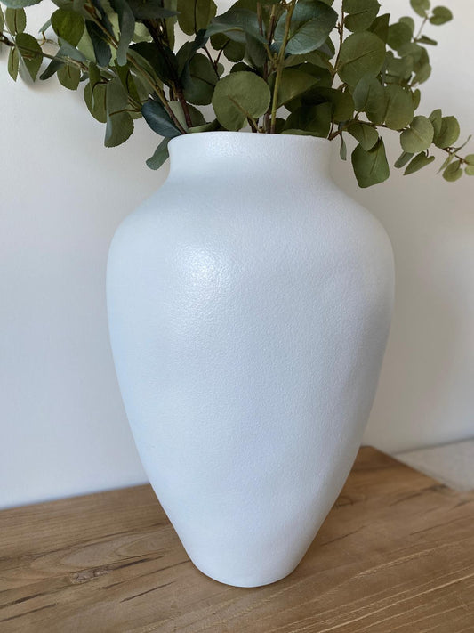 Large White Finish Stoneware Vase