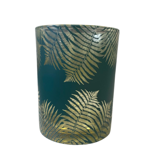 Medium Gold Leaf Teal Candle Holder